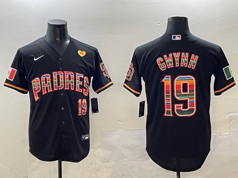 Men San Diego Padres #19 Gwynn Black Fashion Game 2025 Nike MLB Jersey style 4